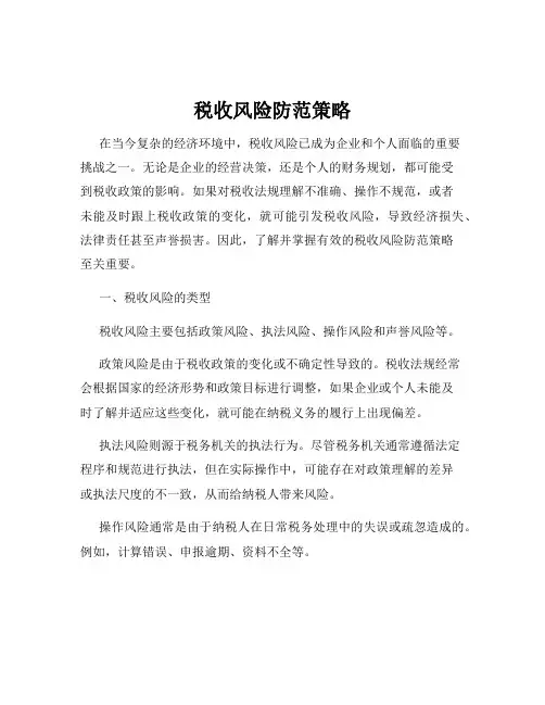 税收风险防范策略