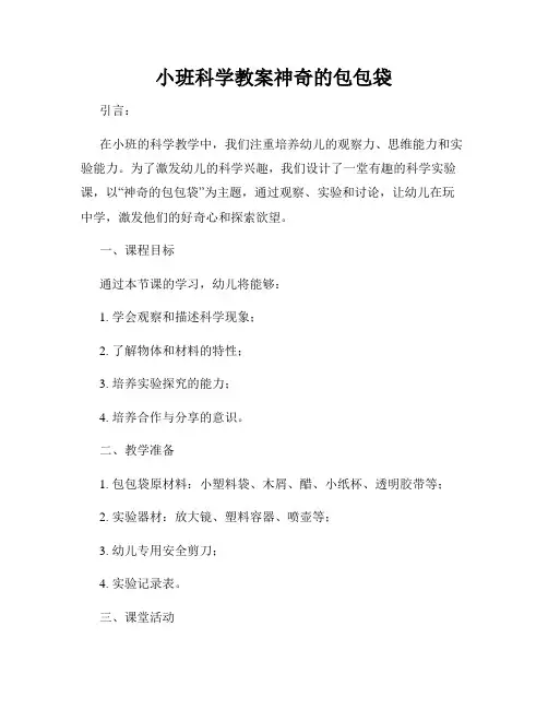 小班科学教案神奇的包包袋