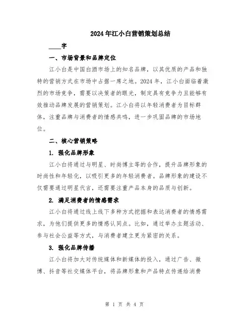 2024年江小白营销策划总结