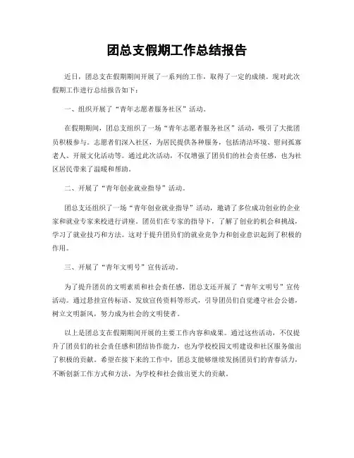 团总支假期工作总结报告