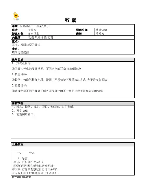 耳、鼻画法-教案