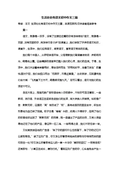 生活处处有语文初中作文三篇