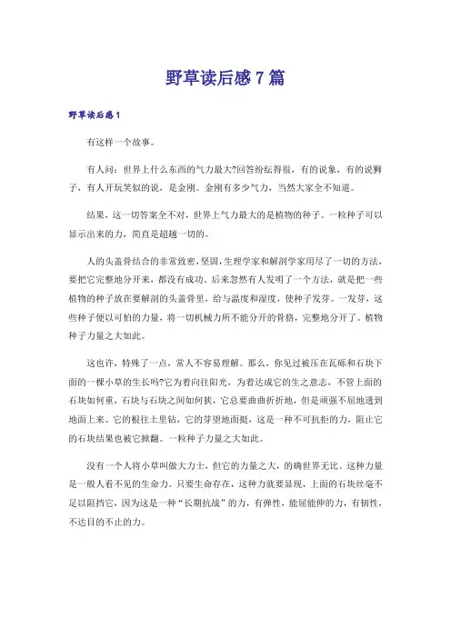 野草读后感7篇