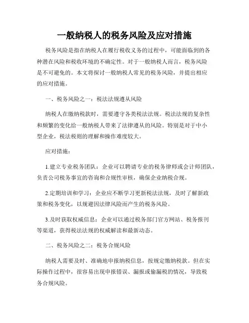 一般纳税人的税务风险及应对措施