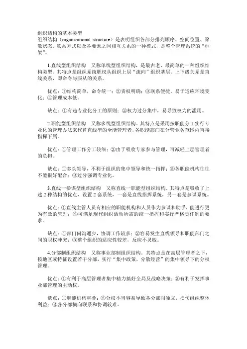 组织结构的基本类型