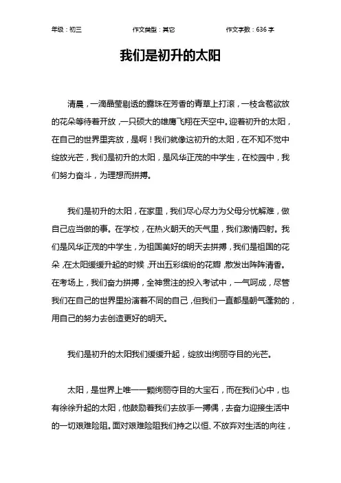 我们是初升的太阳作文【初中初三600字】_1