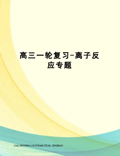 高三一轮复习-离子反应专题