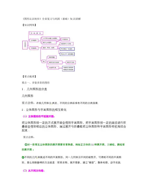 《图形认识初步》全章复习与巩固(基础)知识讲解讲解