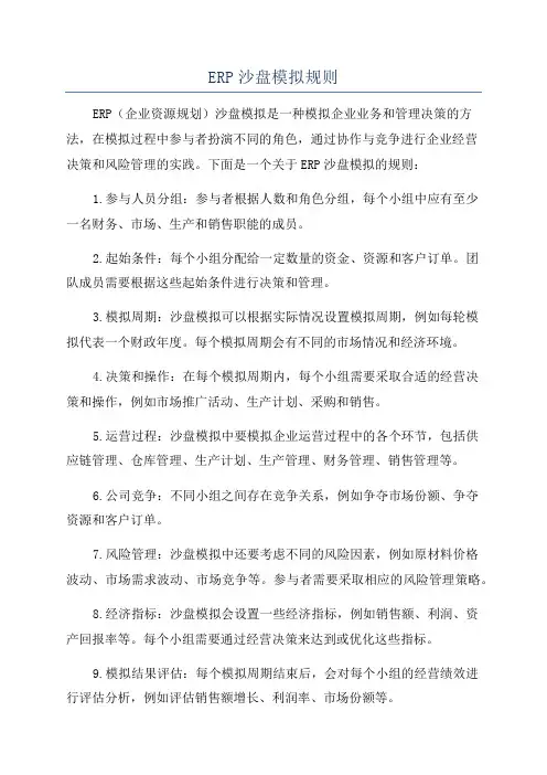 ERP沙盘模拟规则