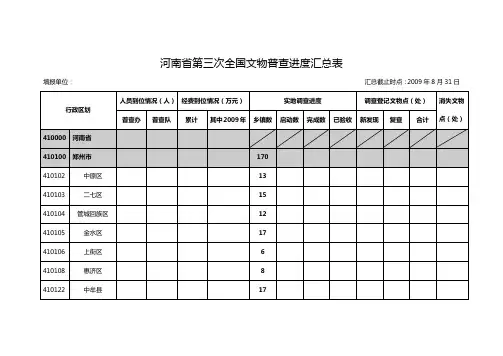 河南省第三次全国文物普查进度汇总表