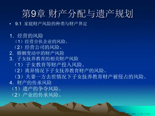 第九章 财产分配与遗产规划ppt课件