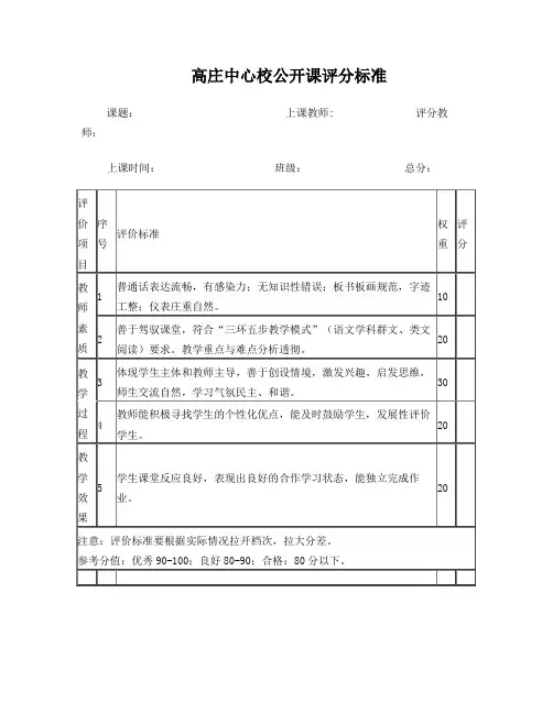 公开课评分标准