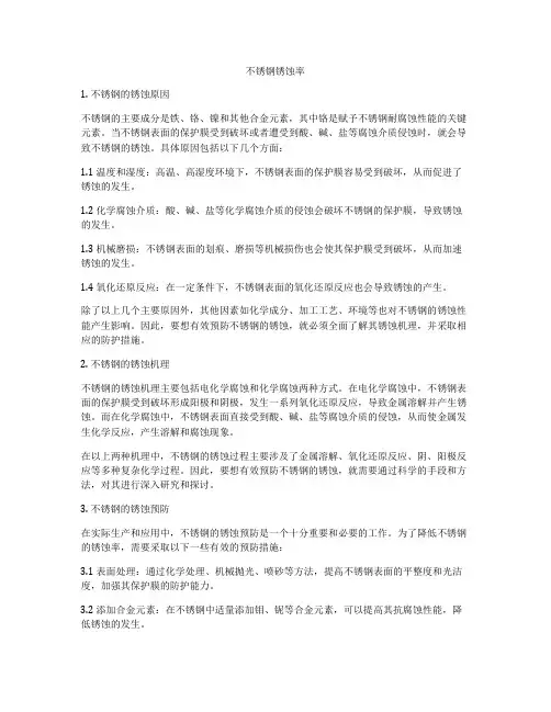 不锈钢锈蚀率