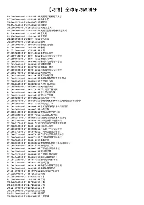 【网络】全球ip网段划分