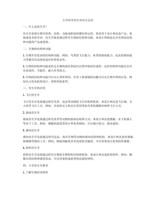 小学科学仿生知识点总结