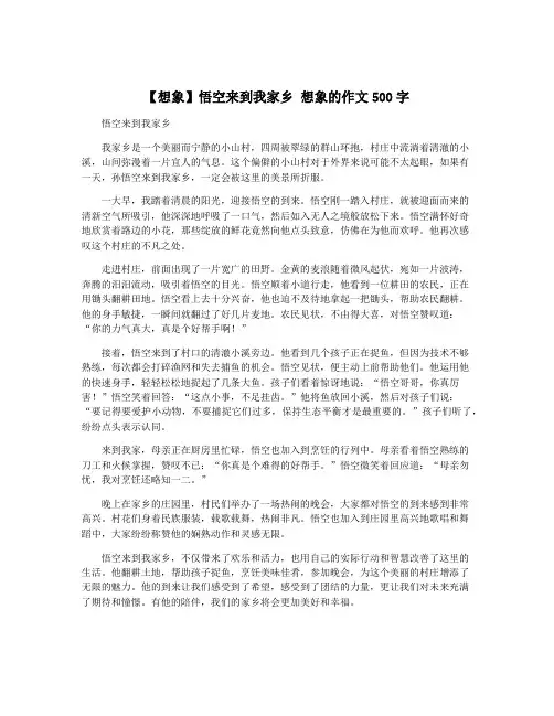 【想象】悟空来到我家乡 想象的作文500字