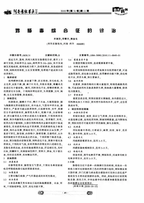 鸡肠毒综合征的诊治
