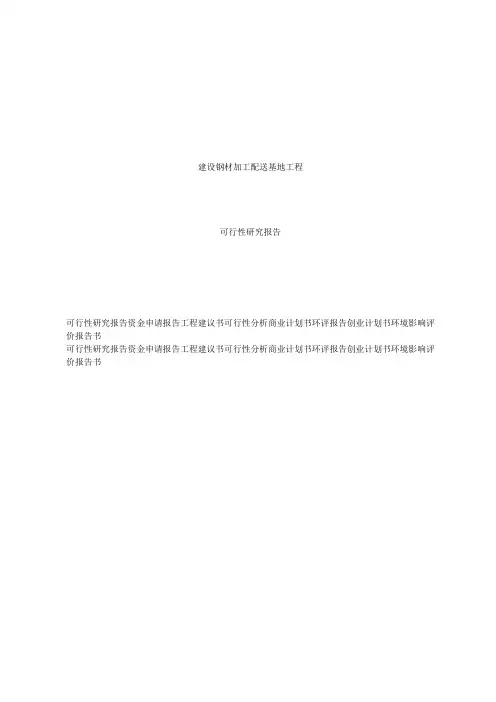 年加工30万吨钢材配送基地建设项目可行性研究报告