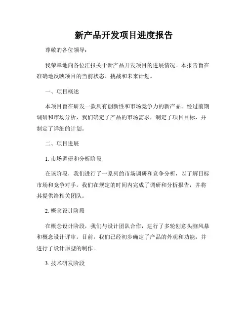 新产品开发项目进度报告