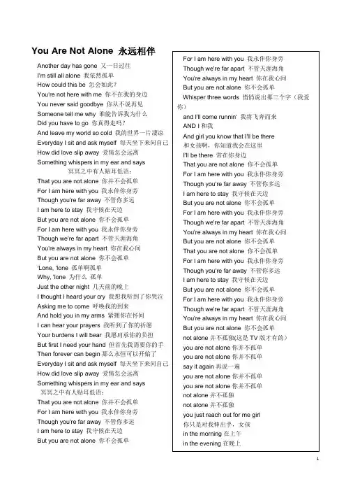 经典英文歌曲歌词加翻译24页