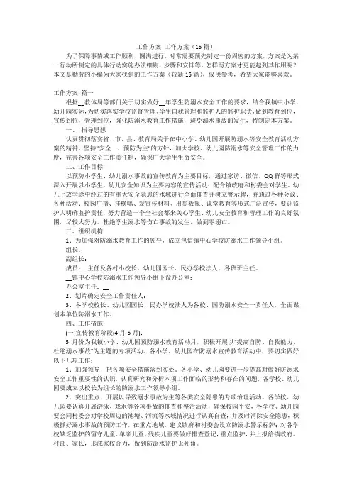 工作方案 工作方案(15篇)