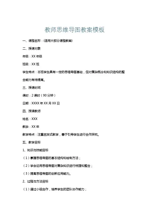 教师思维导图教案模板