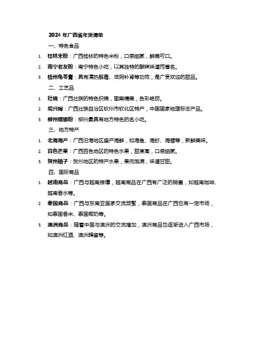 2024年广西省年货清单