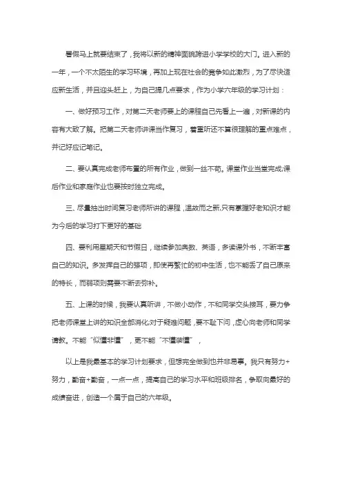 六年级下册对未来的规划作文500字