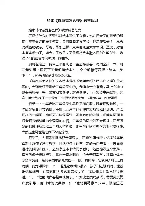绘本《你感觉怎么样》教学反思范文