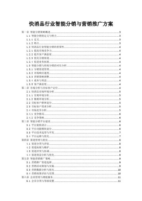 快消品行业智能分销与营销推广方案