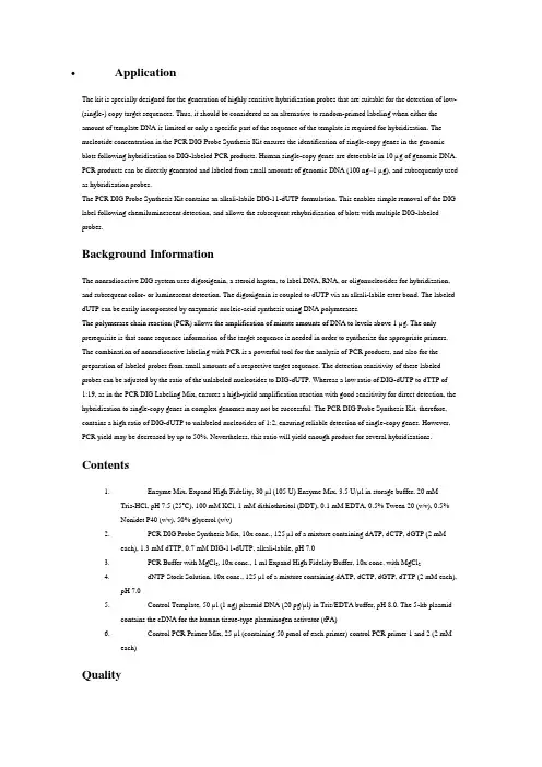 PCR DIG Probe Synthesis Kit说明书