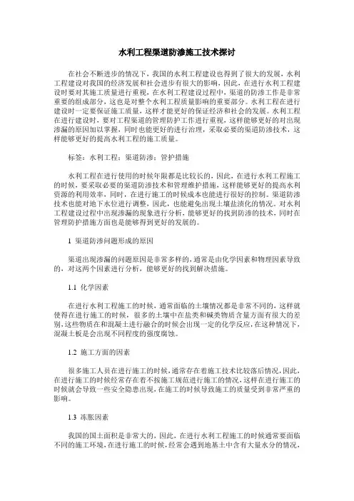 水利工程渠道防渗施工技术探讨