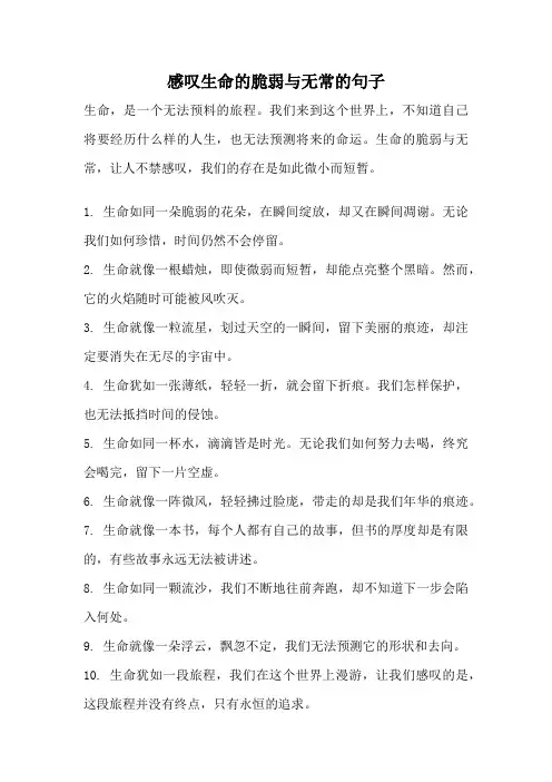 感叹生命的脆弱与无常的句子