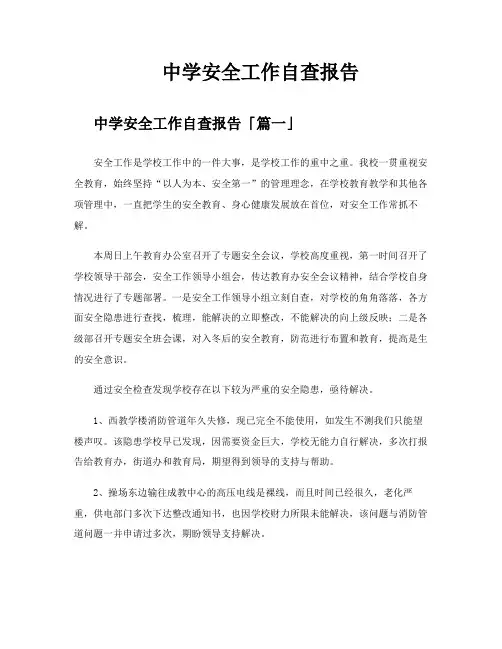 中学安全工作自查报告