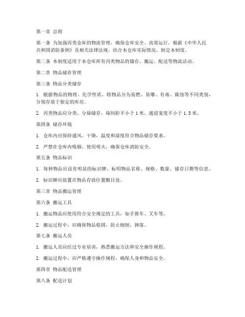 丙类仓库物流管理制度