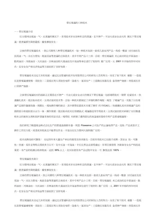 带压堵漏的八种技术