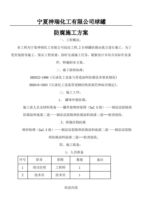 球罐防腐现场施工方法