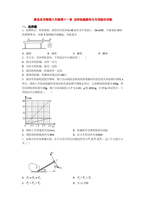 秦皇岛市物理八年级第十一章 功和机械能单元专项综合训练