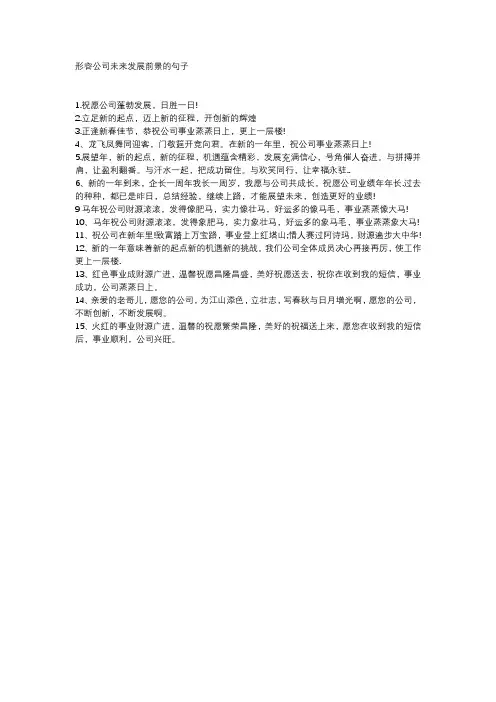 形容公司未来发展前景的句子