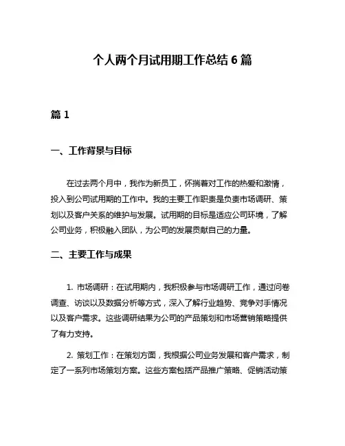 个人两个月试用期工作总结6篇