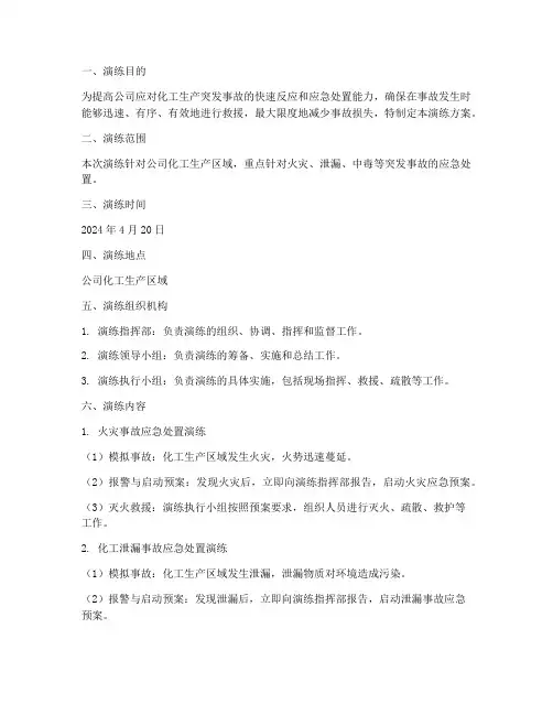 化工专项应急预案演练方案