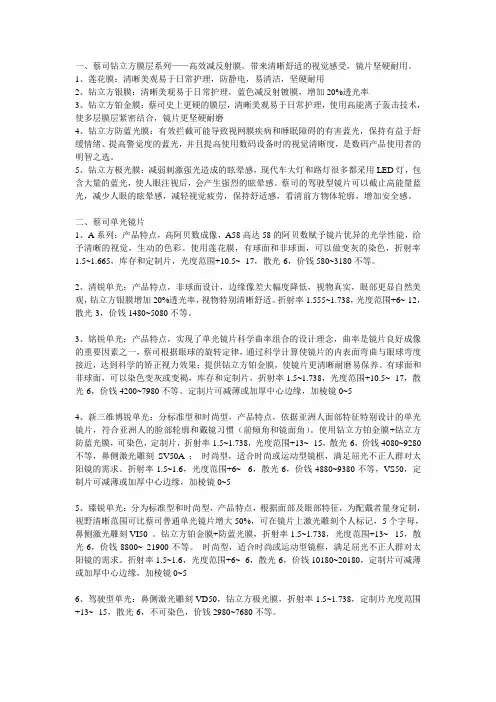 蔡司单光镜片