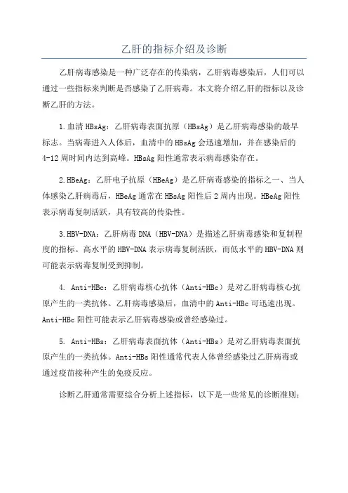 乙肝的指标介绍及诊断