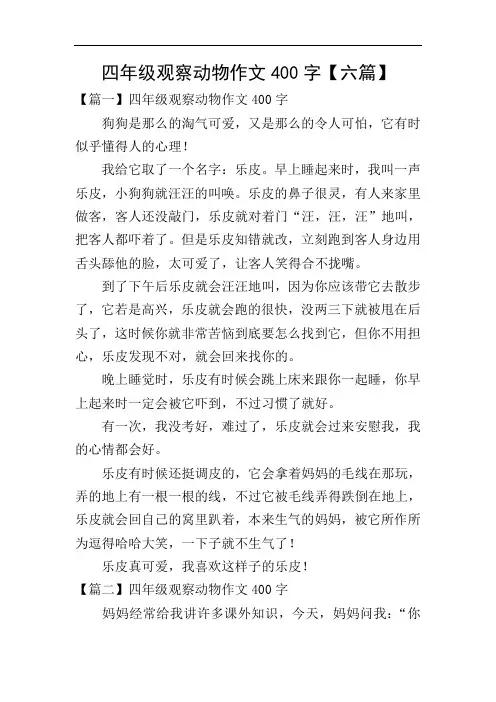 四年级观察动物作文400字【六篇】
