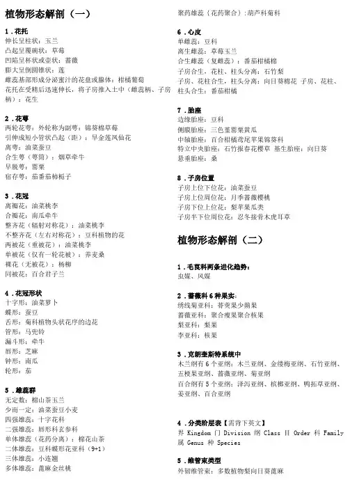 高中生物竞赛知识点归纳