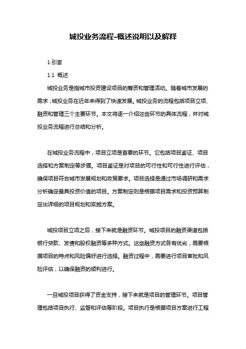 城投业务流程-概述说明以及解释