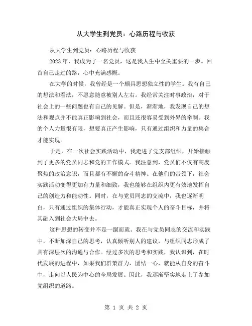 从大学生到党员：心路历程与收获