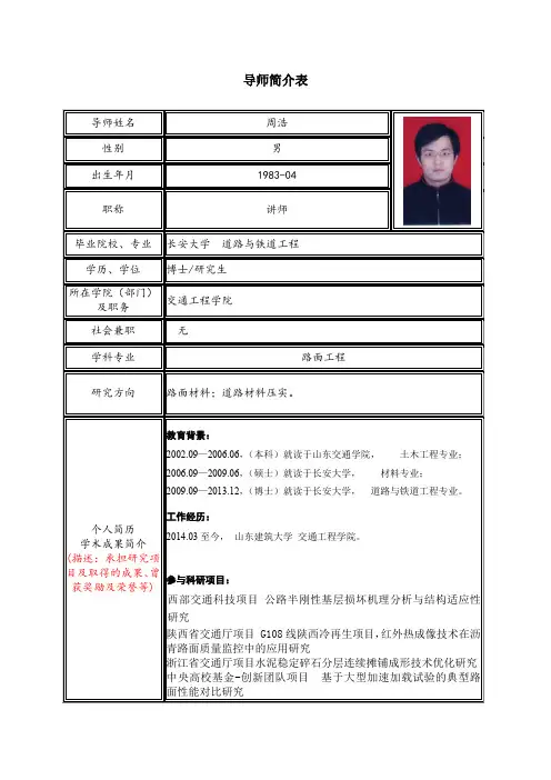 导师简介表