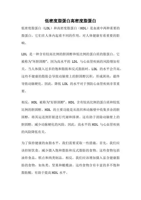低密度脂蛋白高密度脂蛋白