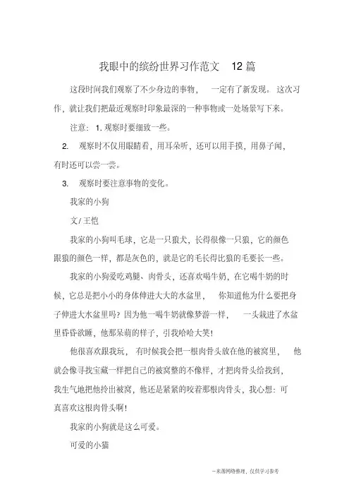 【精选】我眼中的缤纷世界习作范文12篇_